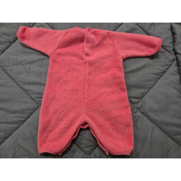 VINTAGE BRIGHT FUTURE Pink FLEECE Flowers ROMPER Girls SZ 0/3 M So Cute - Picture 6 of 6